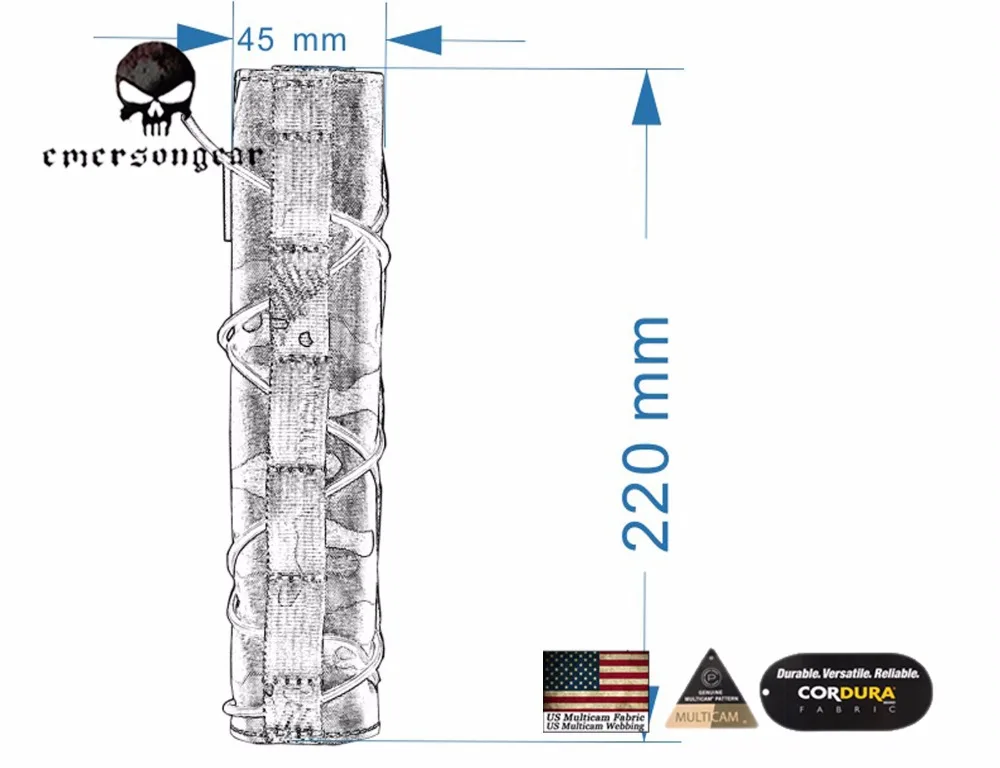 Нерегулярный тактический 22 см Suppressor Mirage Cover Quick Release Airsoft аксессуар регулируемая крышка с ударным ремнем EM9330MC