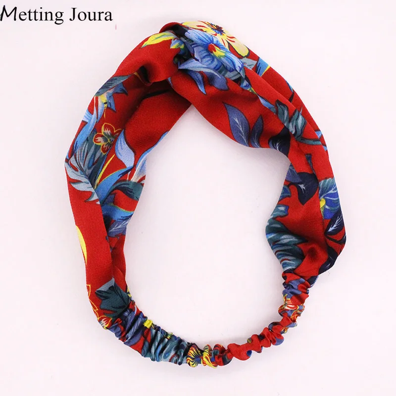 

Vintage Bohemian Women Girls Red Big Flower Cross Ethnic Headband Turban Holiday Hairband Hair Accessories