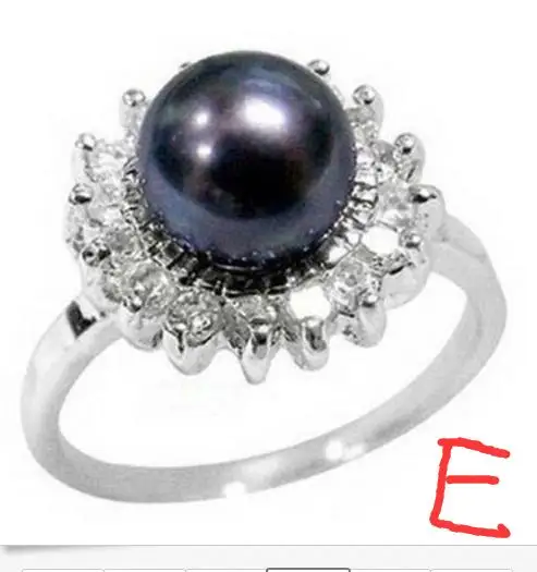 

free shipping white BIWA DENS FRESHWATER PEARL RING Fashion Real Black Freshwater Pearl 18KWGP Crystal Women Lady Girl Party