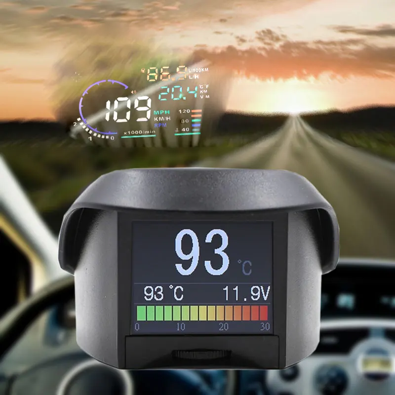 

OBD Smart Digital Meter Upgrade Seres Head-Up Display Water Thermometer Gauge Voltmeter Fault Code Alarm Clock Auto Parts