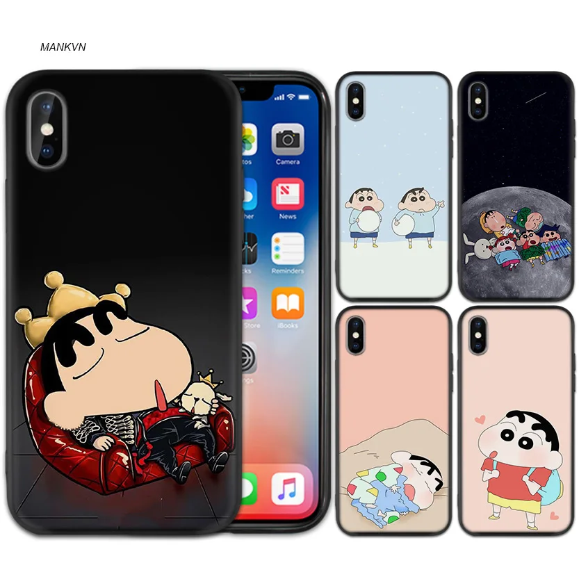 

Case Cover for iPhone XS Max X XR 6 6s 7 8 Plus 5 SE 5S Scrub Silicone Phone Cases Soft Crayon Shinchan