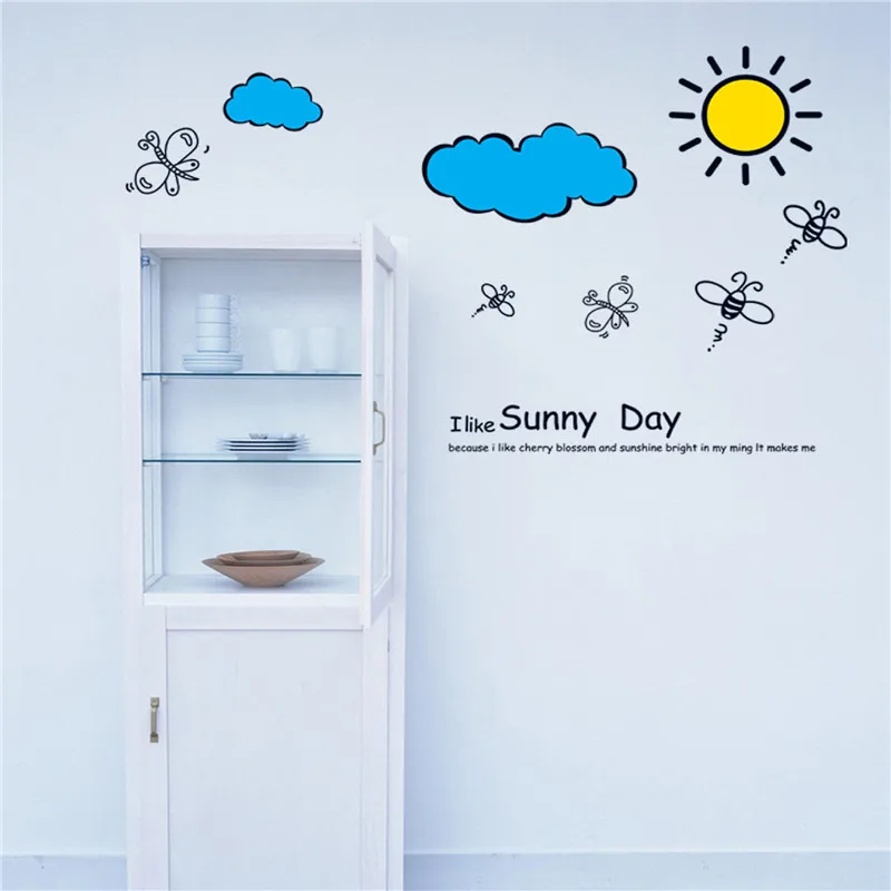 Sun blue sky Wall Stickers Home decoration removable wall stickers kids