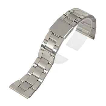 

12/16/18/20/22/24mm Stainless Steel Solid Links Watch Bands Strap For Wristwatch Double Clasp Bracelet Fit Smart Watch Replaceme