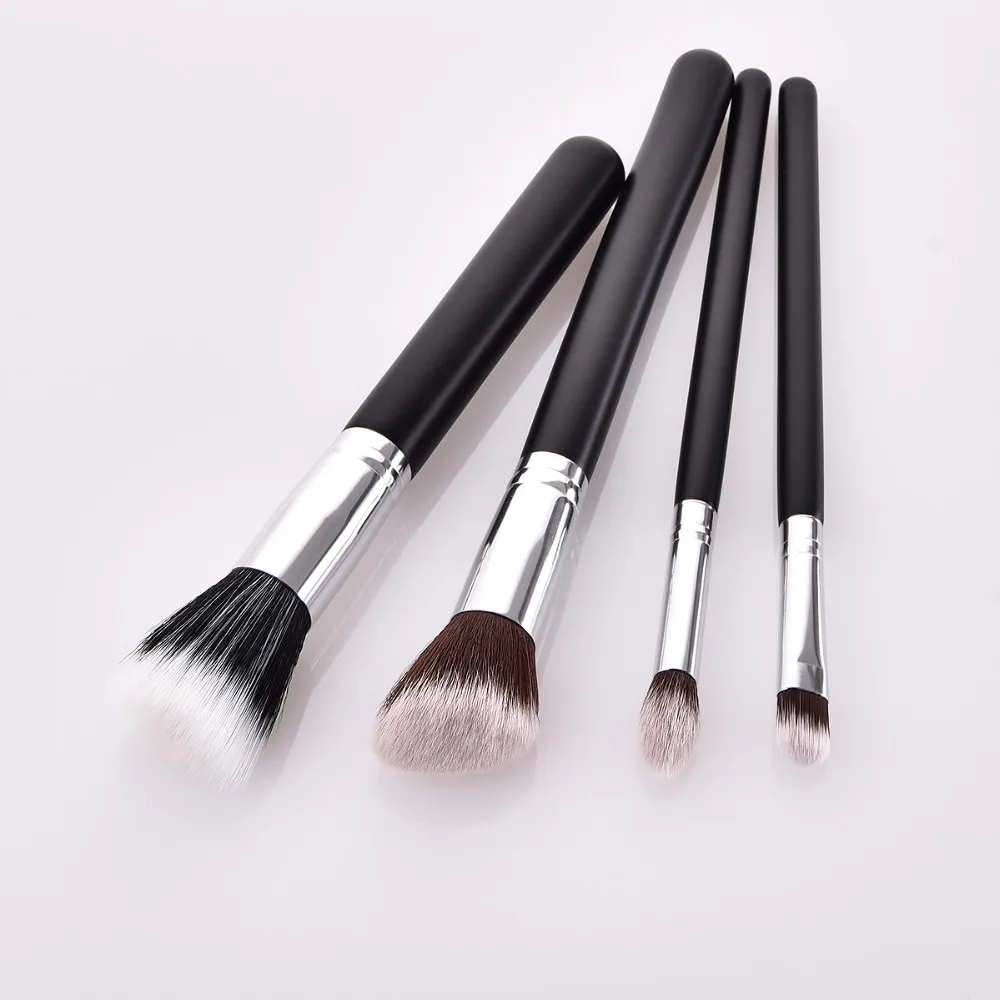 Newest 4pcs Wood Handle Makeup Brushes Soft Synthetic Foundation Blush Face Powder Cosmetics Brush pinceis de maquiagem | Красота и