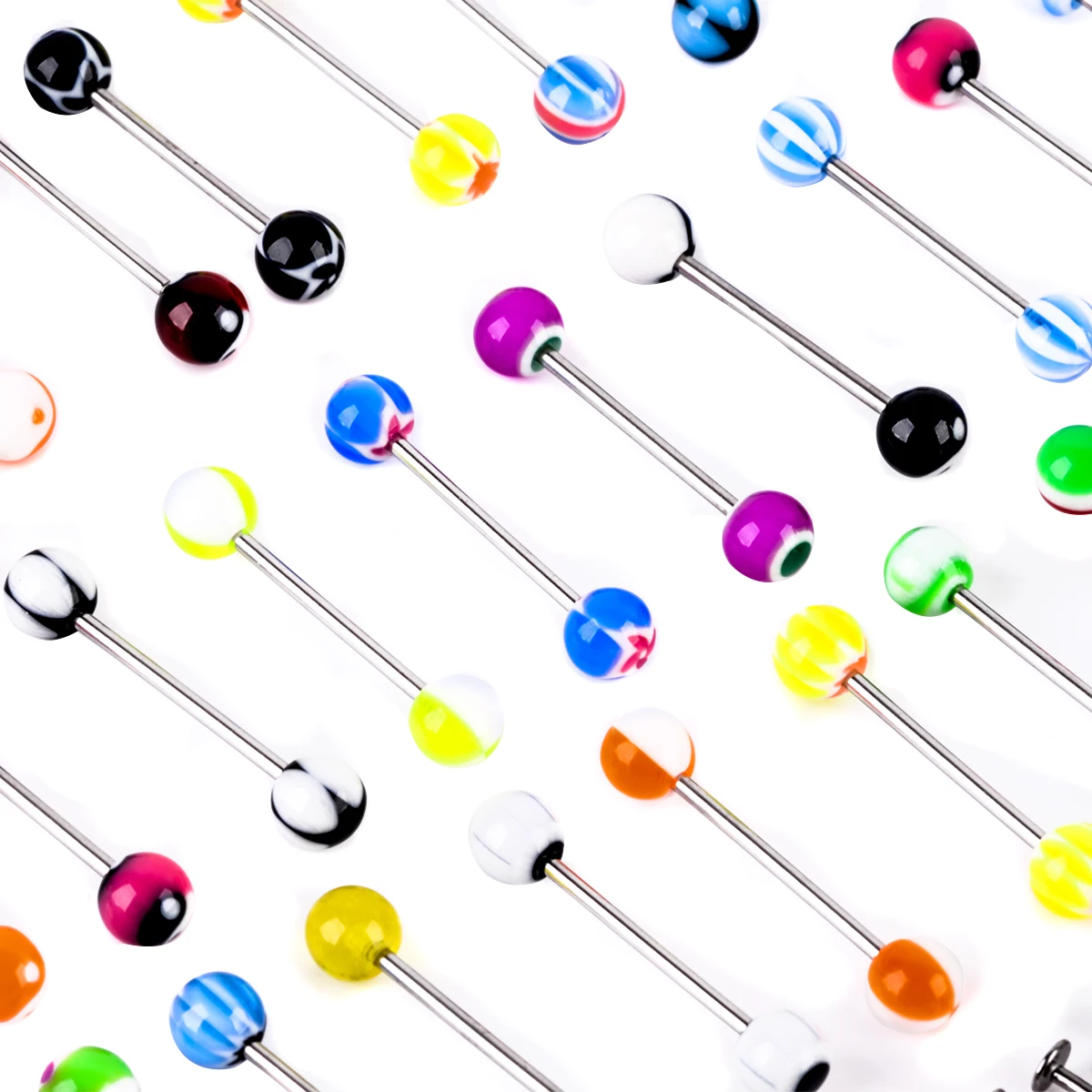 110pcs Stainless Steel Acrylic Body Piercing Tongue Bar Lip Nose Hoop Septum Ear Ring Belly Button Body Piercing Jewelry