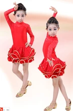 120-160cm hot rumba latin dance dress tango samba rosy black red yellow competition stage professional girl child dress costume