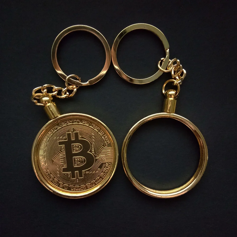 

Detachable Gold Plated Physical Bitcoins Casascius Bit Coin BTC Gift Physical Metal Antique Imitation BTC Coin Art Collection