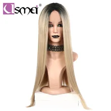USMei натуральный шелковистый прямой золотой цвет термостойкие волокна волос бесклеевой блонд синтетический длинный парик для женщин l1823