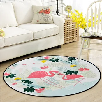 

Cartoon animal pattern circular door mat non-slip carpet mat flamingo tiger parrot bear tropical carpet children room carpet