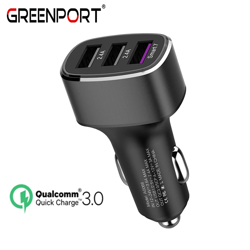 

GREENPORT USB Car Charger Quick Charge 3.0 2.0 3Port type C Car Fast Charging for Huawei Samsung iPhone Mobile Phone accessories