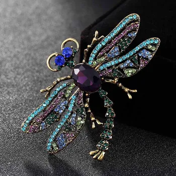 

12pcs/lot Wholesale colorful dragonfly Brooches Wedding Bridal Jewelry Brand Women Vintage Scarf Pins Hijab Accessory Brooch