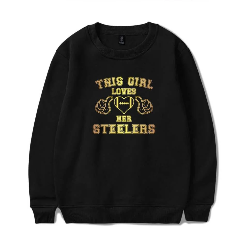 Эта девушка любит ее Steelers свитшоты Весна Толстовка Пуловер Стиль толстовки