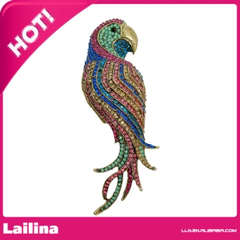 

4.45" Vintage Fashion Purple Parrot Crystal Rhinestone Brooch Pin Animal Bird Pendant