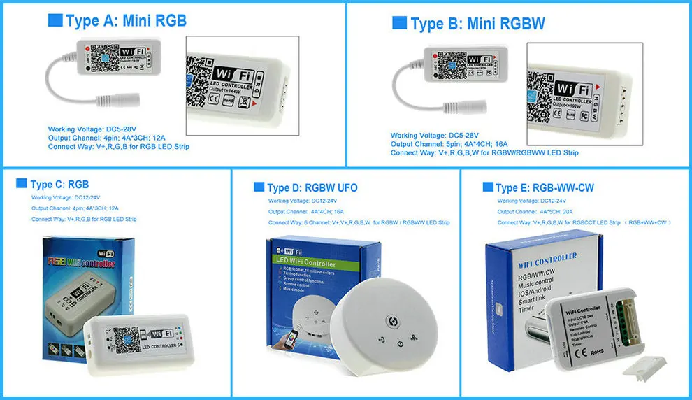 Светодиодный контроллер Мини Wi-Fi RGB/RGBW/RGB-WW-CW светодиодные ленты контроллер DC12-24V смартфон Magic Home Мини Wi-Fi RGB умные контроллеры