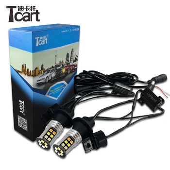 

Tcart 2pcs PY21W 1156 Auto Led Bulbs Car DRL Daytime Running Lights Turn Signal White+Yelow Lamps For Nissan Juke F15 2011-2015