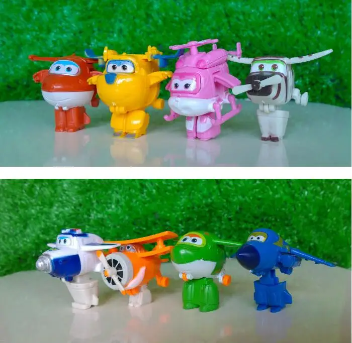 8 шт./компл. игрушки Super Wings Mini модели самолетов робот трансформер самолет для