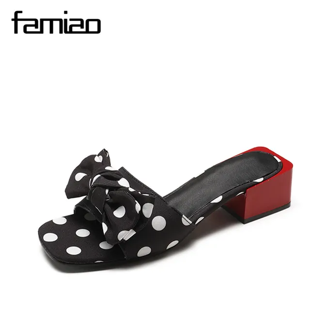 red polka dot slippers