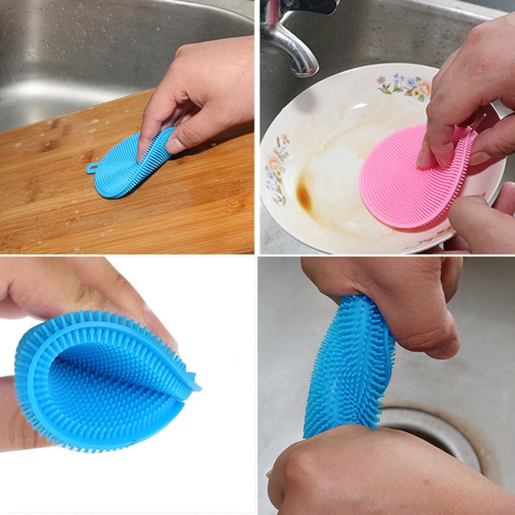 Силиконовая губка для посуды Антибактериальный кухонный скруббер овощная щетка для фруктов Чистящая губка щетка для мытья посуды горшок подставка для сковороды