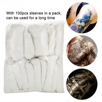 

100pcs Disposable Plastic Sterilization Tattoo Arm Sleeves Sleevelet Cover Protection For Tattoo Guns Body Makeup Long Gloves