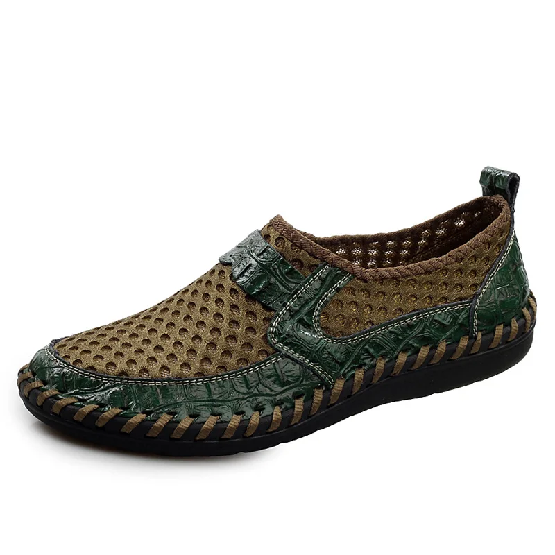 Merkmak Summer Sandals Men's Shoes Fashion Genuine Leather Casual Light Mesh Loafer Breathable Holes Male Flats Shoes Drop Ship Merkmak Summer Sandals Men's Shoes Fashion Genuine Leather Casual Light Mesh Loafer Breathable Holes Male Flats Shoes Drop Ship