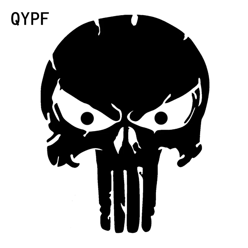 

QYPF 12.3CM*15.9CM Interesting Lovely Skull Graphic Car Sticker Black/Silver Vinyl Decoration S9-2136