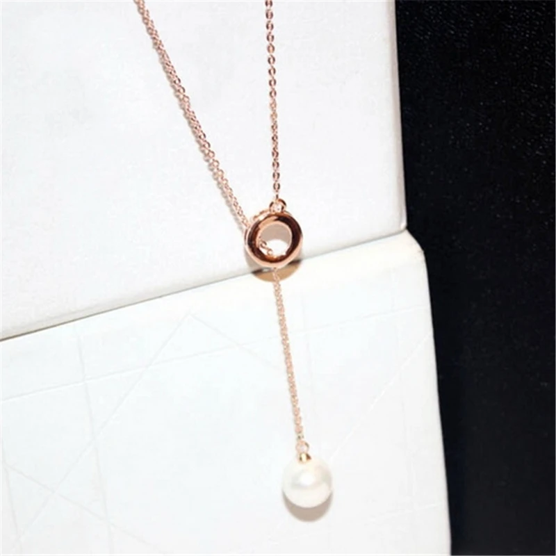 

Statement Pearl Necklaces & Pendants For Women Bijoux Rose Gold Color Short Necklace Fashion Jewelry Gift