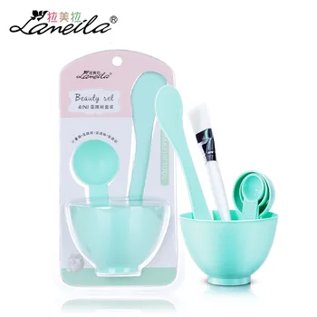 

6pcs/set Lameila face mask bowl with brush Mask stick spoon pink green skin care homemade DIY mask tools LM064
