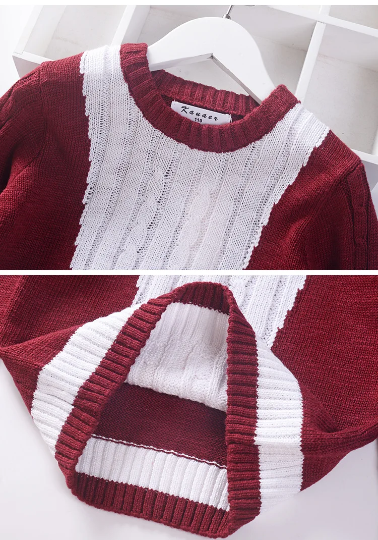 Элегантный цветной зимний свитер для больших мальчиков, хлопковый детский пуловер, детская теплая одежда