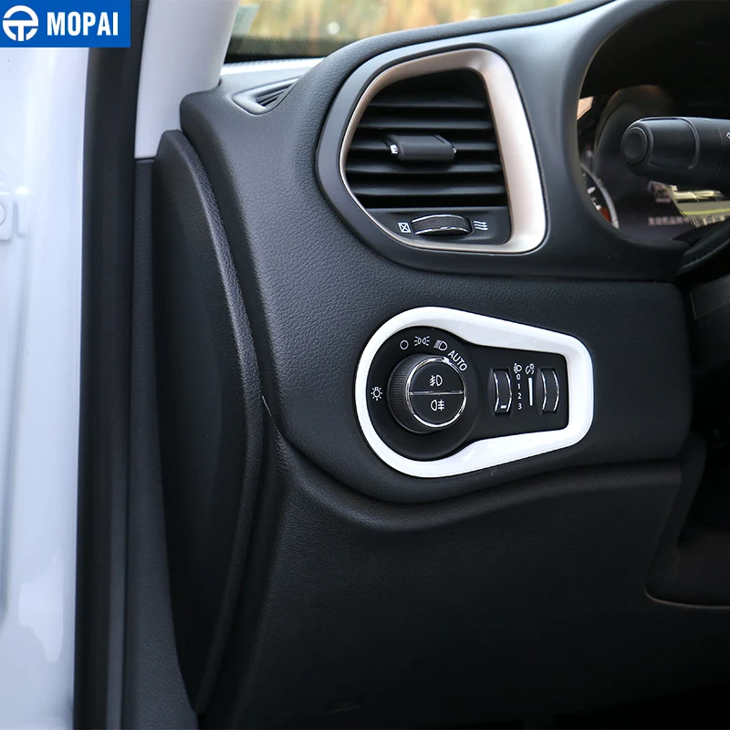 MOPAI Newest ABS Car Interior Headlight Lamp Switch Decoration Frame Trim Stickers For Jeep Renegad