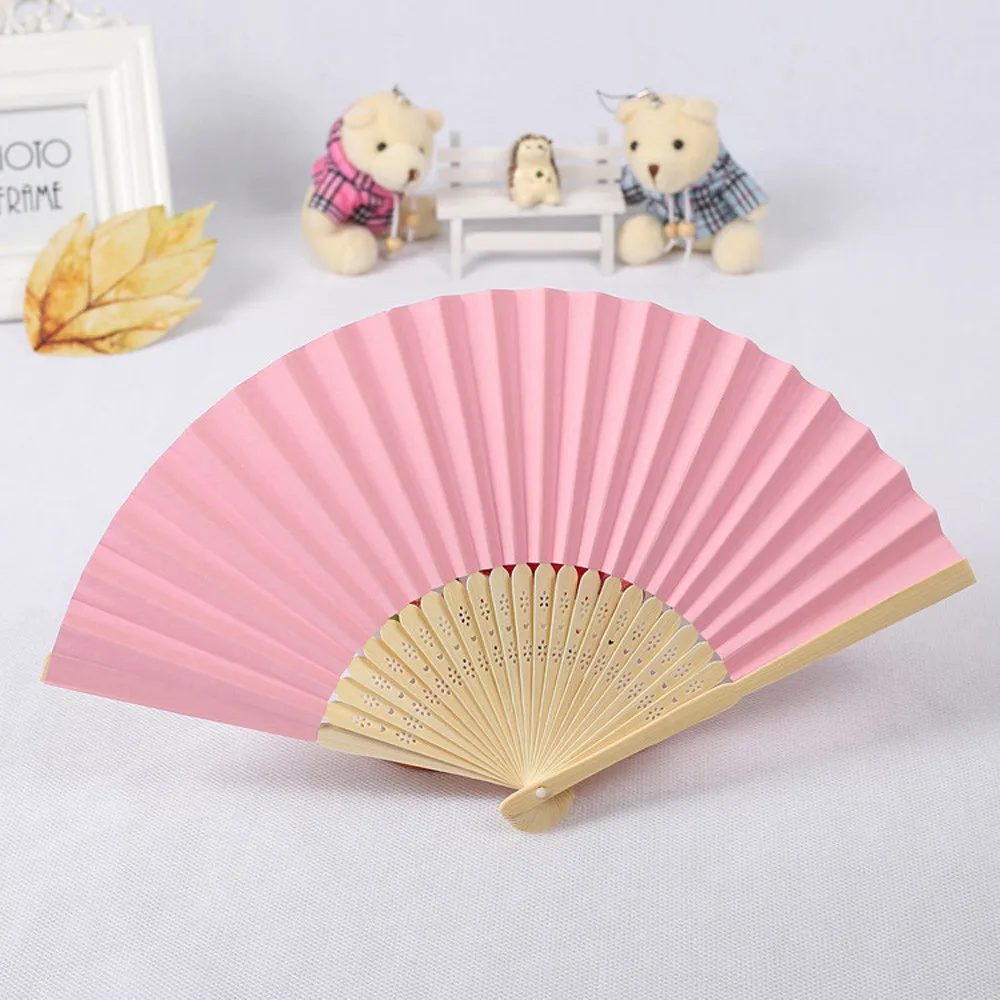

Pattern Folding Dance Wedding Party Lace Silk Folding Hand Held Solid Color Fan D315