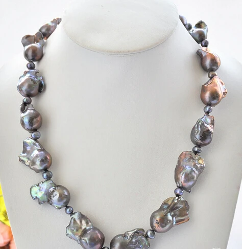 

0002384 Huge 21" PEACOCK BLACK BROWN BAROQUE KESHI REBORN PEARL NECKLACE (A0501)