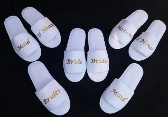 Pantoufles De Demoiselle D Honneur De Mariage 5 Pantoufles Personnalisees De Mariee Pour Groomsman Hens Et Enterrement De Vie De Jeune Fille Spa Cadeaux De Fete Aliexpress