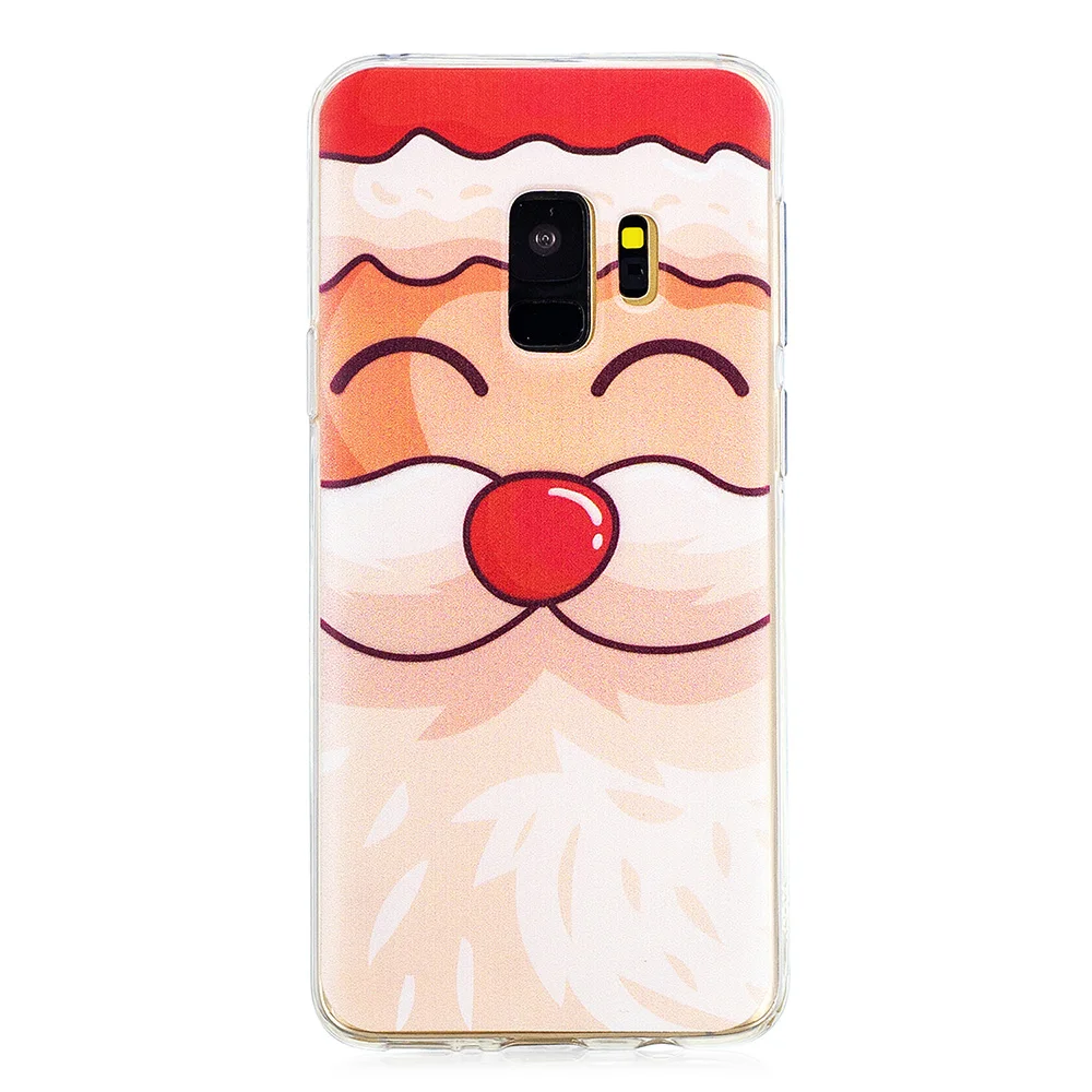 KSAM1002J_1_JONSNOW Phone Case For Samsung Galaxy S9 Cartoon Christmas Painted Clear Soft Case