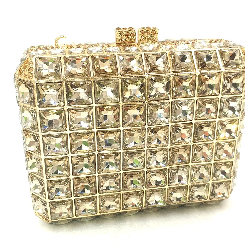 Small evening party Bridal wedding party wallet purses elegant square shape purses women wallet luxury big crystal clutches