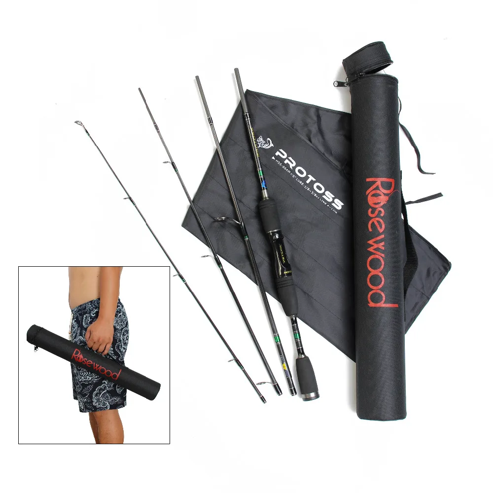 

ROSEWOOD 1.98m Spinning Casting Fishing Rods 4 Pieces Travel Medium Carbon Baitcasting Spinning Fishing Pole With Tube Tackle