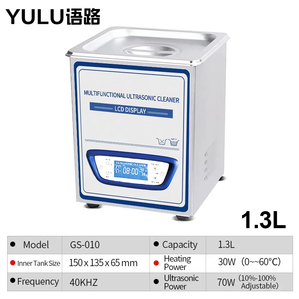 

Degassing sweep frequency Ultrasonic Cleaner 1.3L Tableware Jewelry Necklace Tooth Watch Ring Cleaning Electronic Washing Bath