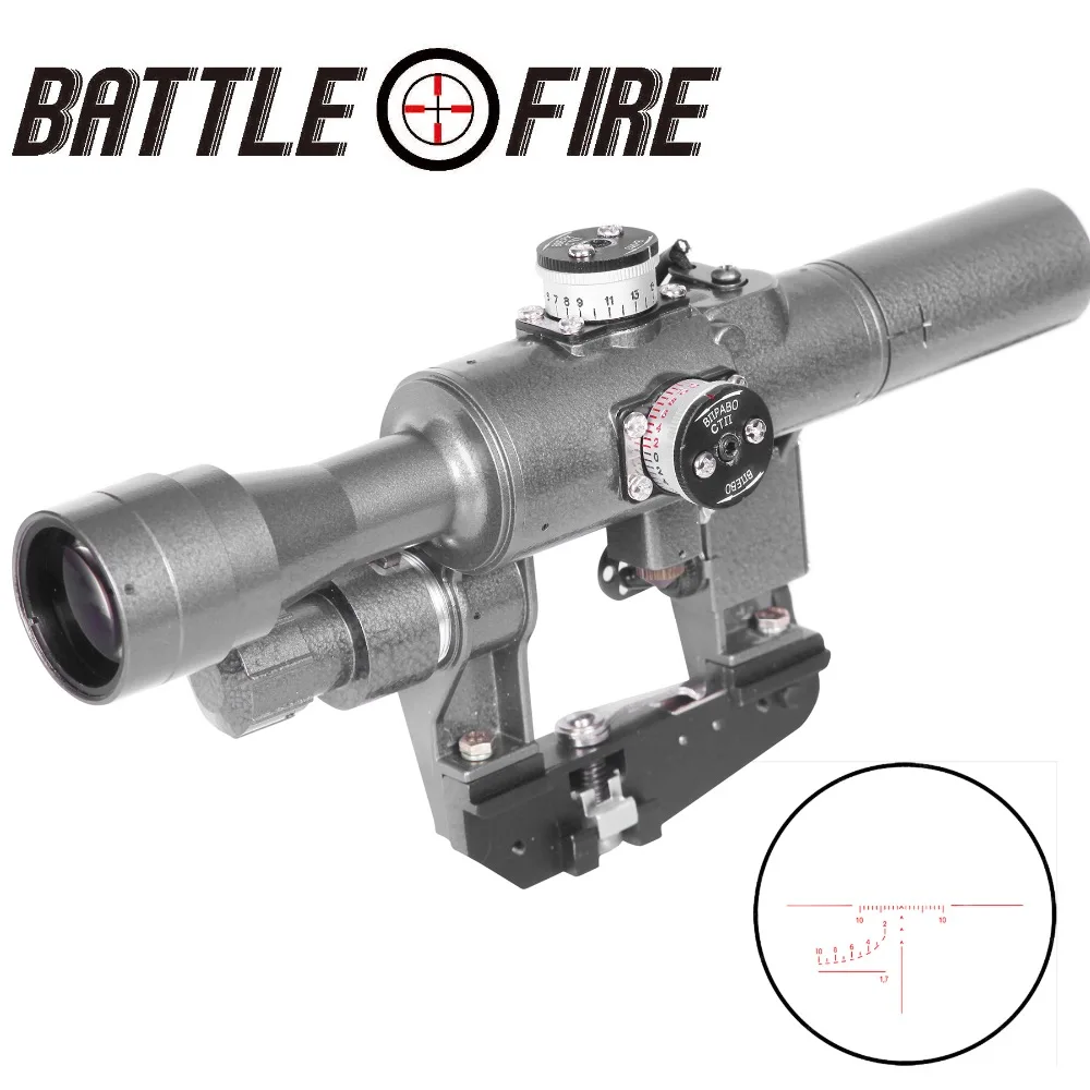 

Military Standard Riflescope with SVd 4X24-1 Red Illuminated Reticle collimating sight Rifle Scope for hunting