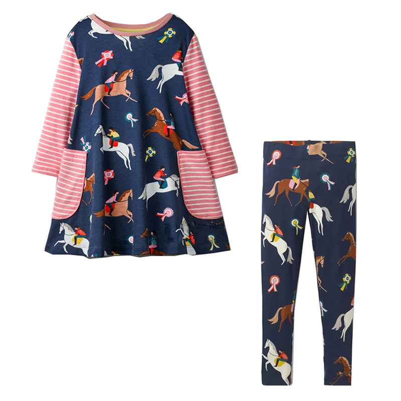 

Jumping Meters Baby Girls Clothes Children Clothing Sets Animal Cotton Girls Princess Dress+Leggings Kids Tracksuit Girl Outfits