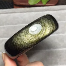 Из натуральной золото Обсидиан золото Flash Gemstone женщина Круглый браслет 59 мм модное браслет кристалл камень AAAAA
