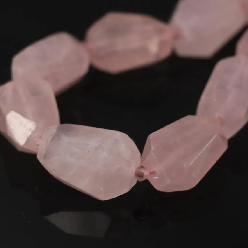14x15-15x21 mm 1 Strand Rose Quartz Faceted Nuggets Briolette Rose Quartz Faceted Tumble 7 BL3319A Nugget Beads