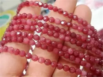 

(10 shares/SET) 4mm Brazil Faceted Red Natural stone Round Loose Beads 15"