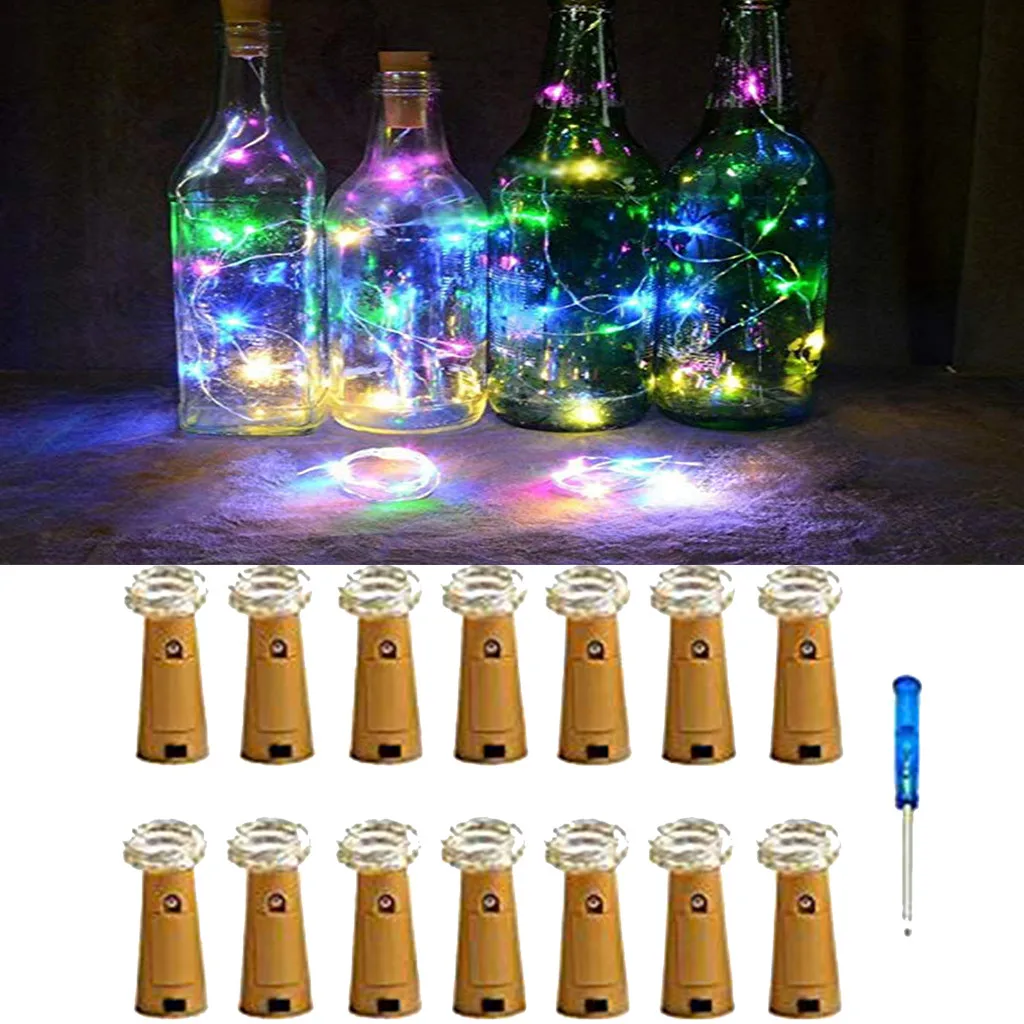 

String Lights 14Pcs Cork Shaped LED Night Light Starry Light Wine Bottle Lamp For Party Valentines Wedding Home Decoration