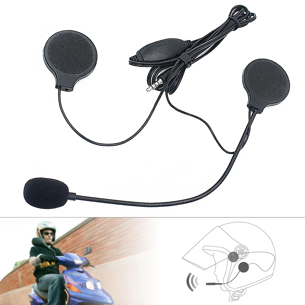 Universal Black Headset Helmet Earphone 3.5MM Plug Motorcycle Headphone
