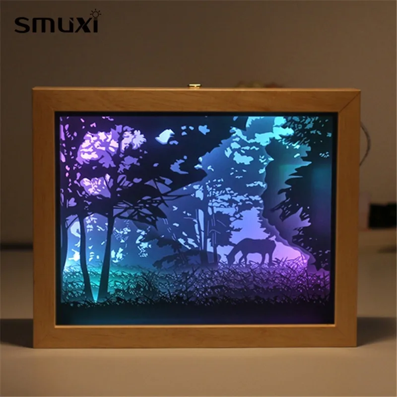 

1 Pcs Mrosaa Night Lamp 5V Colorful 3D Paper Picture Frame Shadow USB Night Light for Home Wedding Birthday Decor Best Gift