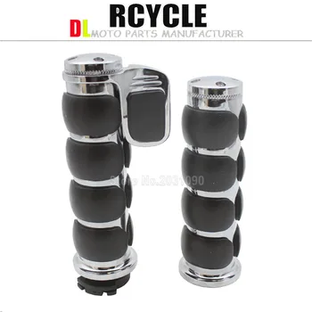 

1 inch Chrome Throttle Assist Bar Ends Motorcycle Rubber Handlebar Hand Grips For Suzuki For Kawasaki For Harley Chopper