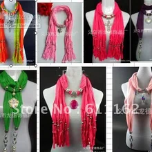 2013 шарф ювелирные изделия женские шарфы с подвесками модные элегантные шарфы с бахромой 12 цветов 12 шт vDFGHHJ
