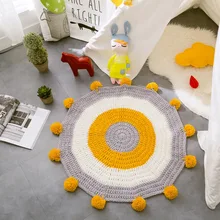 Стильный цветной желтый шар в полоску тканый ковер ручной работы коврик европейские круглые маты украшение для детской комнаты игровой ковровое покрытие