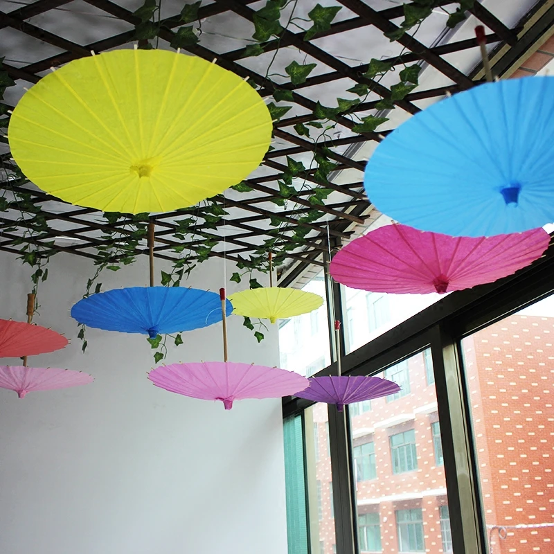 Paraguas de papel de colores hecho mano para niños, pintura artesanal tradicional de China, de papel decorativo de artes manualidades, regalos de fiesta, 4 tamaños|Decoraciones DIY de -