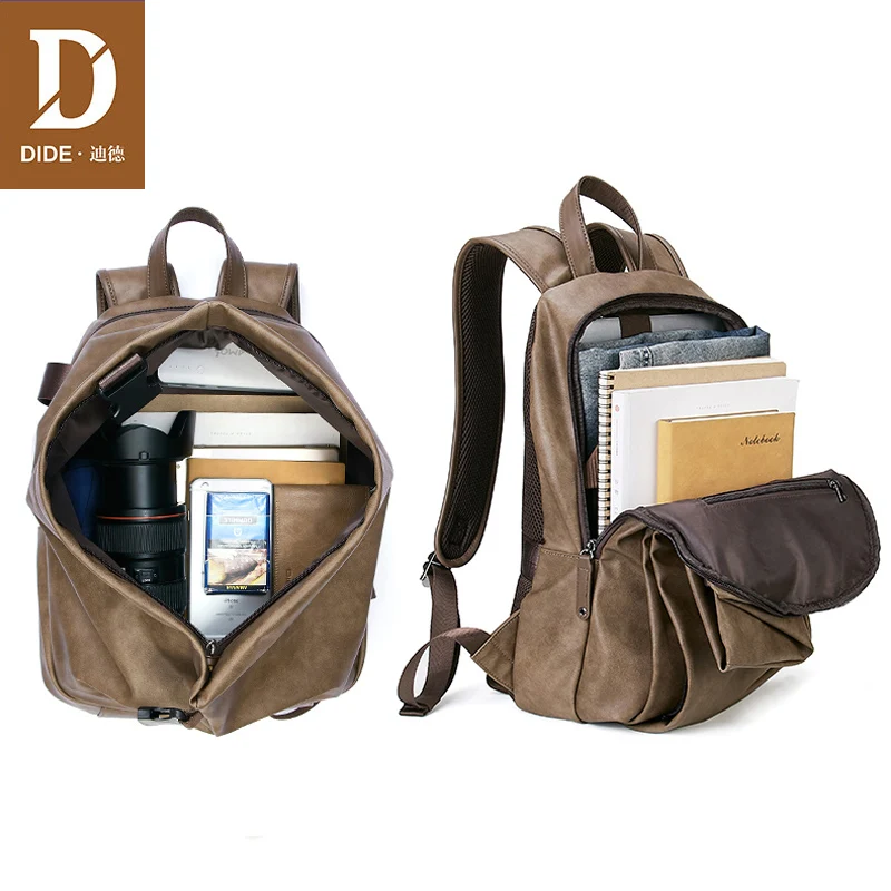 DIDE мужской рюкзак для ноутбука, водонепроницаемый рюкзак, сумка, Мужская USB дорожная сумка, рюкзак, школьные сумки, bolsa escolar, кожаный рюкзак