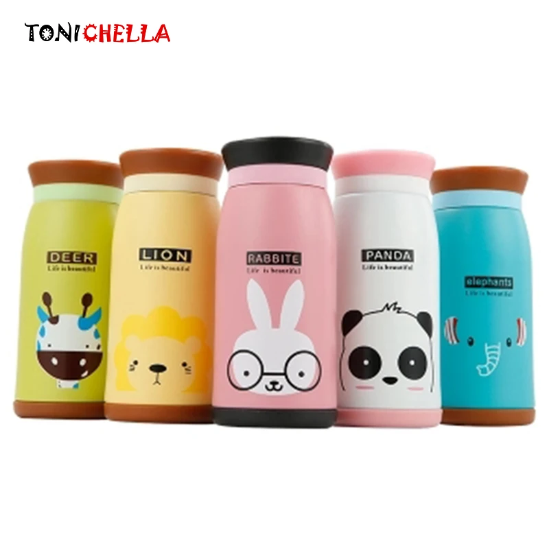 Baby Insulated Cup Vacuum Flask Children Thermos Drink Water Bottle Stainless Steel Animal